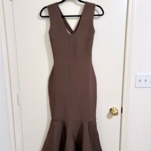 Elegant Brown Sleeveless Bandage Dress